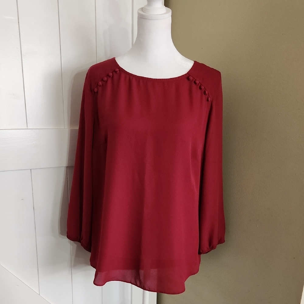 Fortune and Ivy Elegant Red Women's Top